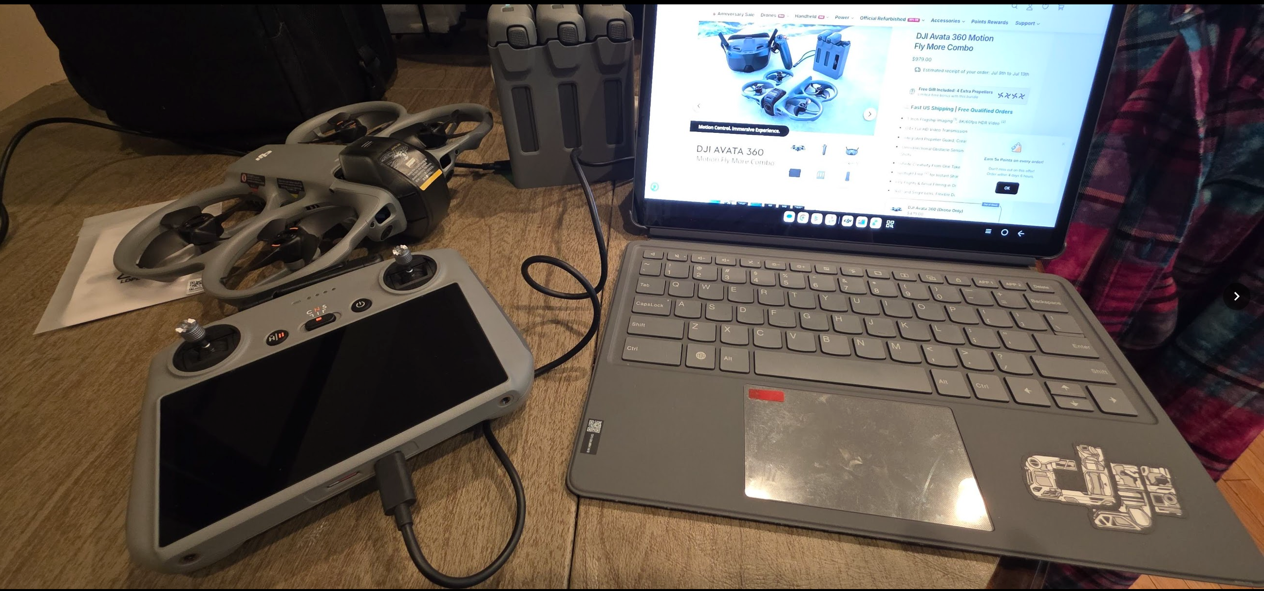 DJI Avata 360 with Controller and Lenovo Laptop Setup